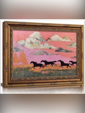 Framed wall art- Horse Silhouette Painting - Sky Art - 3D Textured Wall Art